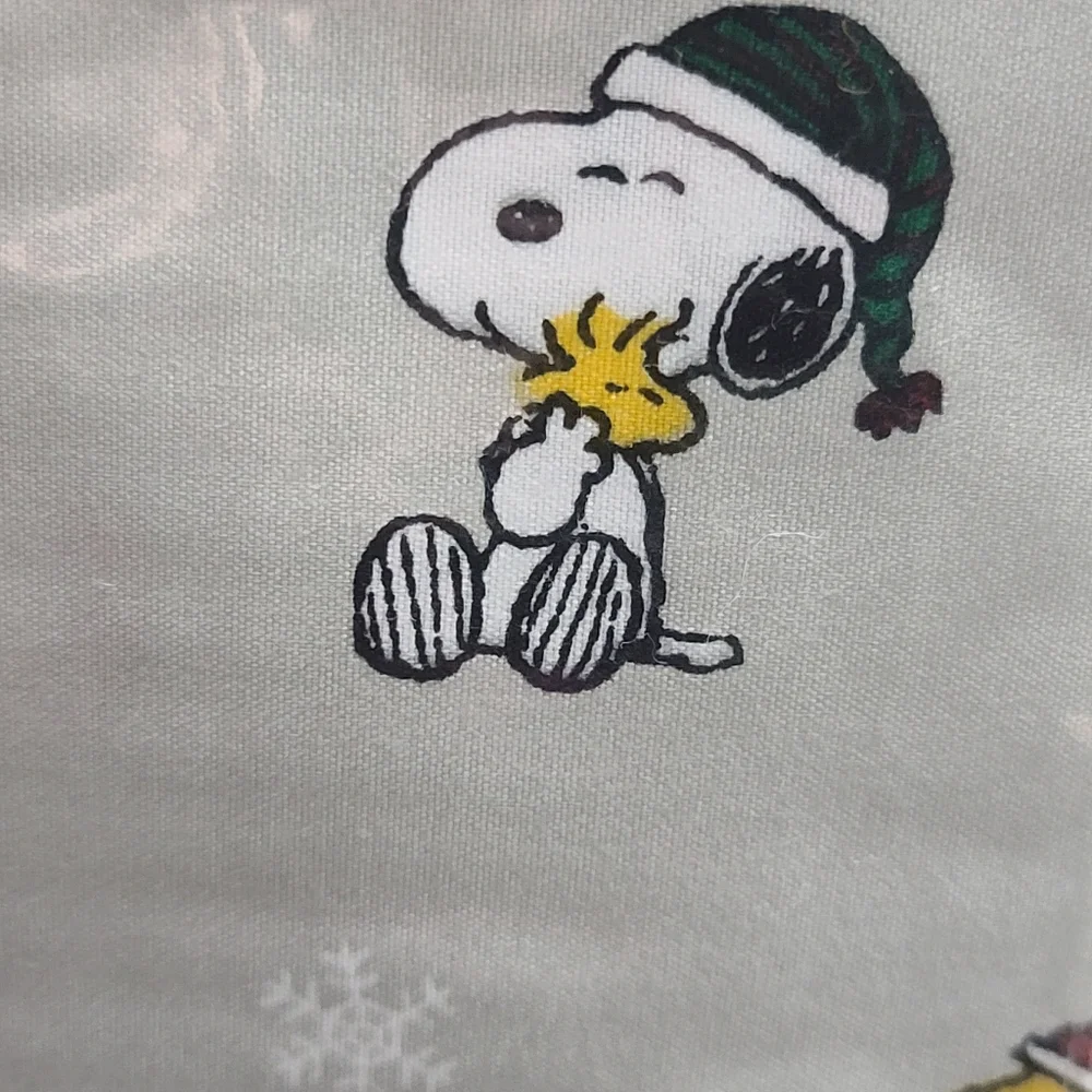4pc Peanuts Snoopy & Woodstock Christmas Queen Bed Snowflake Sheet Set Decor NEW